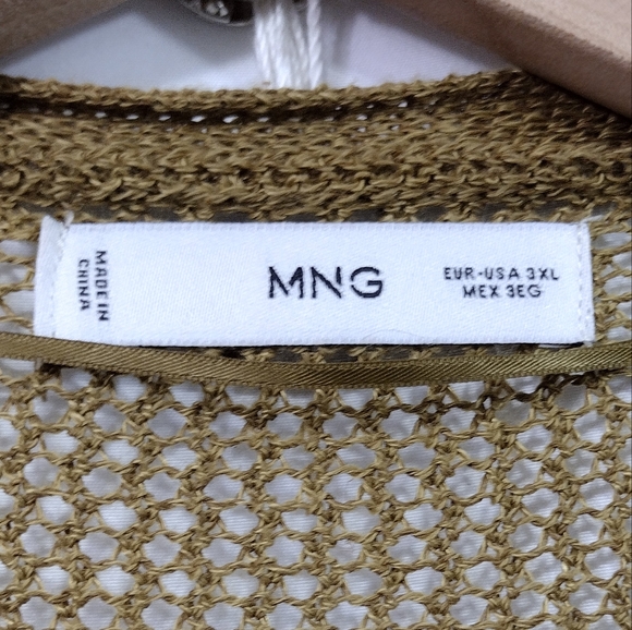 MNG Loose Knit Long Line Cardigan Women's 3XL Tan Boho Retro 90s Y2K Casual - Picture 7 of 7